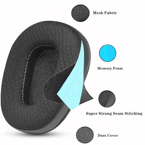 B550-XT Replacement Earpads para BlueParrott S650XT B650XT Auriculares | Cubiertas acolchonadas con espuma viscoelástica transpirable y malla - Negro miniatura 3