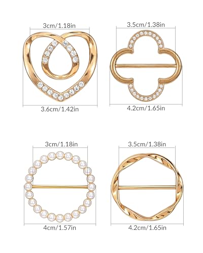 Image of 4PCS Scarf Ring Clips for Women Shirt Clips to Tighten Fashion Accessories