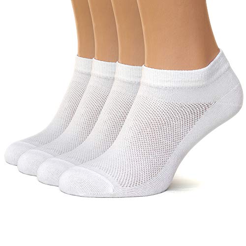 4 Pack Unisex Ultra Thin Socks Breathable Cotton Ankle Womens Mesh Low Cut Running black white color
