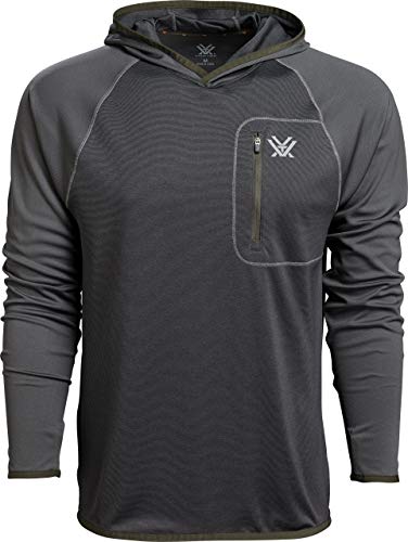 Vortex Men's Weekend Rucker Hooded Long Sleeve Shirts - Moisture Wicking, UPF Sun Protection, Stain Release Technology