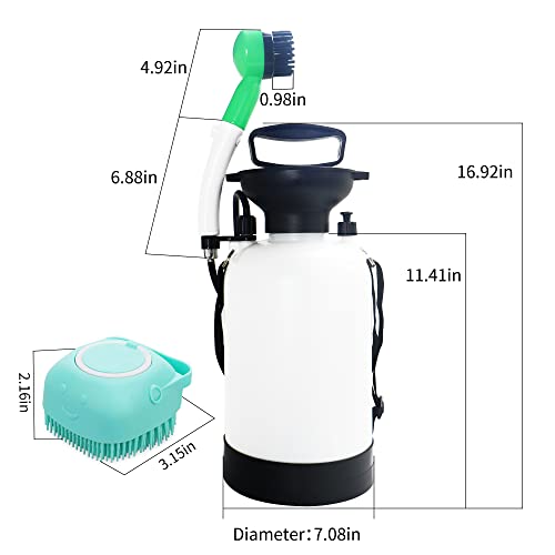 Gartol Portable Dog Shower With Pet Silicone Bath Massage Brush 1.3 Gal Dog Washer, Outdoor Portable Shower, Camping Shower, Also Great For Horses, Great Camping Bath Equipment #TOP7