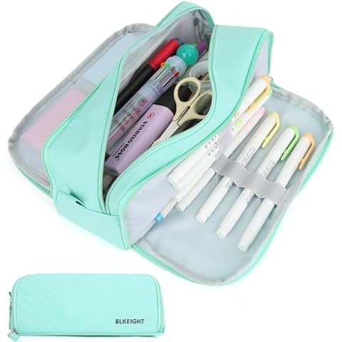 GERMUN Large Capacity Pencil Case, School College Office Pen Pouch Pencil Bag, Multifunctional Cosmetic Stationery Bag Pouch Holder Organizer for Teen Girl Boy Men Women Adult Lake Blue Cover