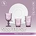 Yungala Purple Wine Glasses set of 6 purple goblets. GLASS goblets for wine, water or cocktails, vintage glassware and DISHWASHER SAFE, colorful glassware.