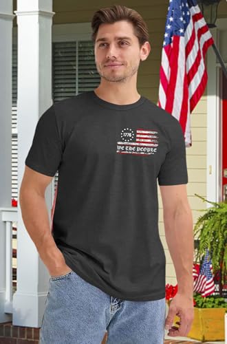 Image of Ithalt Men's American Flag Shirt 4th of July T-Shirt USA Patriotic Tee Shirt Independence Day Top