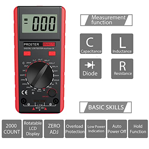 Proster Lcr Meter Capacitance Inductance Resistance Tester Multimeter Self-Discharge With Overrange Display #TOP1