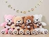 YunNasi Teddybär Groß Riesen Teddy Bär Braun 100cm Plüschtier Kuscheltier Stofftier Teddybär mit Herz und Schal