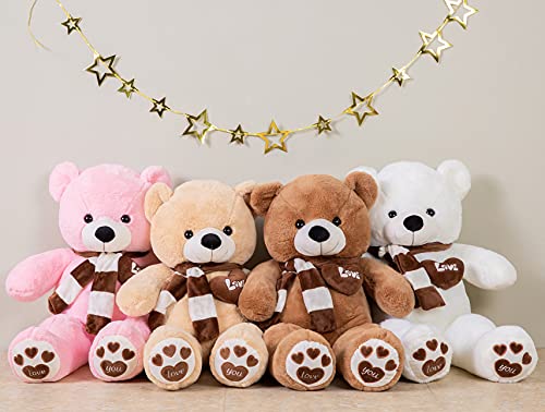 YunNasi Teddybär Groß Riesen Teddy Bär Braun 100cm Plüschtier Kuscheltier Stofftier Teddybär mit Herz und Schal