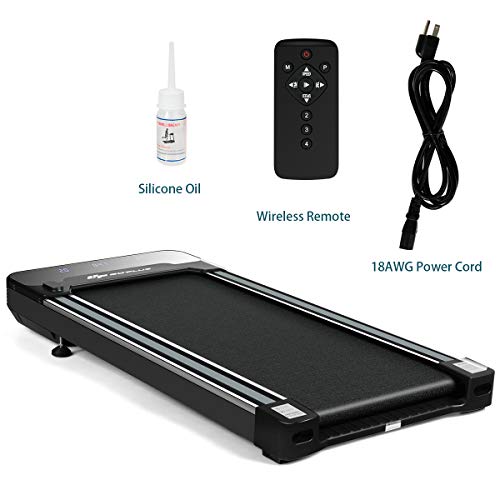 GYMAX Under Desk Walk Treadmill, Easy Assembly Flat Treadmill with LED Display, Touch