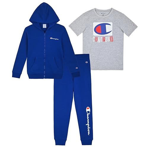 Recopilación de Chándales para Niño disponible en línea para comprar. 43 Champion - Conjunto de chándal para niños de 3 piezas con capucha para niños, Azul Gris Jaspeado cierre, 5