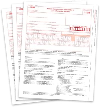 ComplyRight 1096 Transmittal Tax Forms, Laser, 8-1/2" X 11", Pack Of 50 Forms