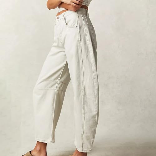 Women's Barrel Jeans for Women Wide Leg Mid Rise Stretchy Loose Denim Ankle Pants Y2k Baggy Boyfriend Jeans4