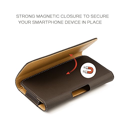 Matte Brown Phone Holster Hip Pouch With Belt Clip For Lg Tribute Monarch, K31 Rebel, K8X, Arena 2, Neon Plus, Phoenix 5, Xpression Plus 2, Harmony 3, Aristo 5 4+, Escape Plus, Tribute Royale #TOP2