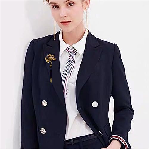 Image of Ancient Lotus Brooch Pin for Men Women Personalized Vintage Gold Silver Carved Pool Pond Flower Elegant Traditional Suit Clothes Dress Decoration Jewelry Gifts