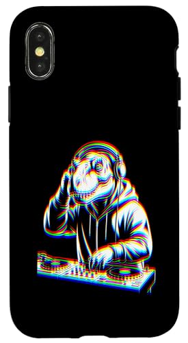 Funny T-Rex DJ With Headphones and Turntable Custodia per iPhone X/XS
