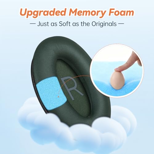 Image of Aurivor Replacement Ear Pads for Bose QuietComfort 45 35 ii (QC45 QC35) Headphones, Earpads Cushions for QC SE SC & New Quiet Comfort (Deep Bass), with Softer Foam & Protein Leather (Cypress Green)