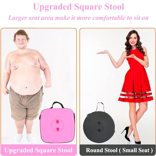 Fishboy Upgraded Square Collapsible Stool, 400lbs Max Weight, Lightweight But Sturdy, Portable Retractable Folding Telescoping Foldable Camping Stool for Adults Outdoor Fishing Hiking Travel BBQ