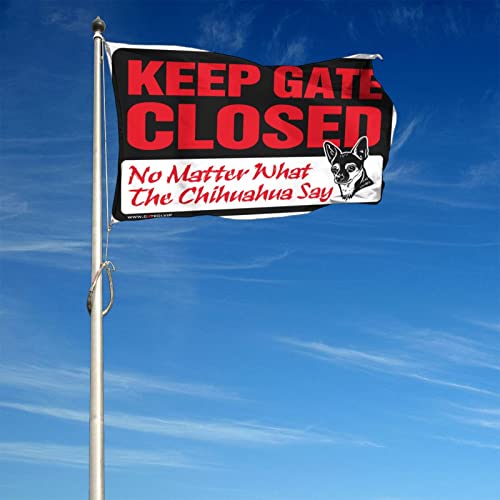 Drapeau d'hiver Keep Gate Closed Chihuahua grand format 152x244 pour maison - 4