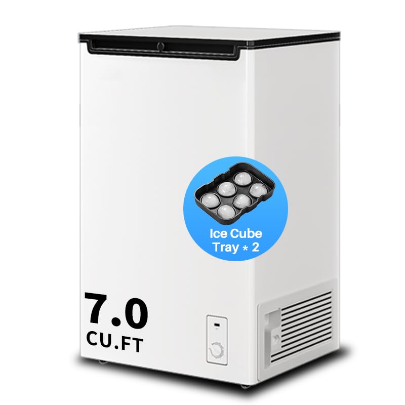 2.0/4.6/7.0 CU.FT Chest Freezer - Compact Deep Freezer with 7 Temperature Settings, Low Noise Operation, And Removable Basket, Ideal for Dorms, Apartments, And Home Kitchens. (white, 7.0)