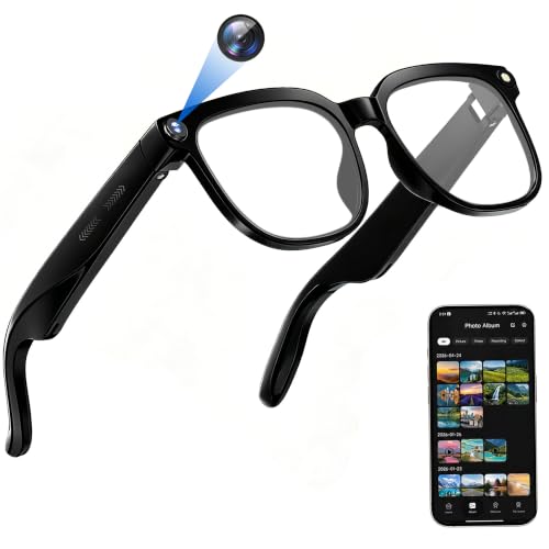 Image of 8MP Camera Smart Glasses, 1080P Anti-Shake Video Recording, for Men Women | Real Time Translation, AI Voice Assistant, Object Recognition, Noise Cancellation, Bluetooth5.4 Music&Call, 290mAh Battery