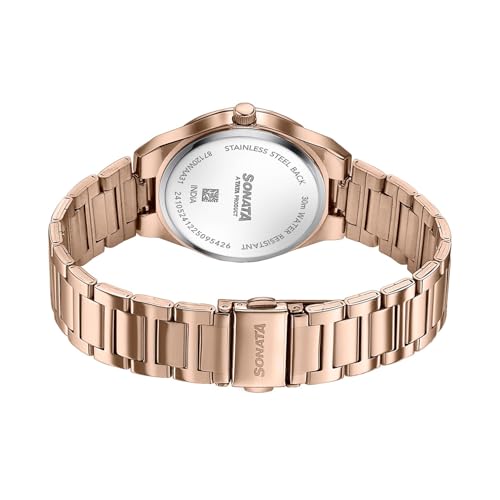 Image of Sonata Jashn with Quartz Analog Blue Dial Rose Gold Strap Women's Wedding Watch - 87120WM01