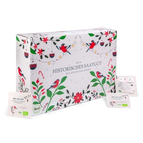 BIO Saatgut Adventskalender \"Historische Sorten\", 24 x alte Gemüse und Kräuter Samen, samenfeste Saatgut Raritäten BIO Saatgut Adventskalender \"Historische Sorten\", 24 x alte Gemüse und Kräuter Samen, samenfeste Saatgut Raritäten