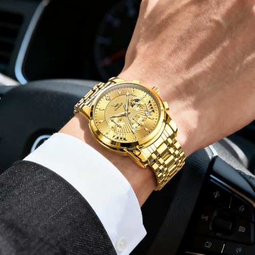 Image of OLEVS Watch for Men Original Chronograph Analog Quartz Waterproof Watch Luxury Premium Businesse Diamond Mens Dress Watches