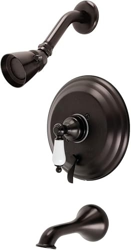 Kingston Brass KB36350PL Grifo de restauración para bañera y ducha con manija de palanca de porcelana, bronce aceitado