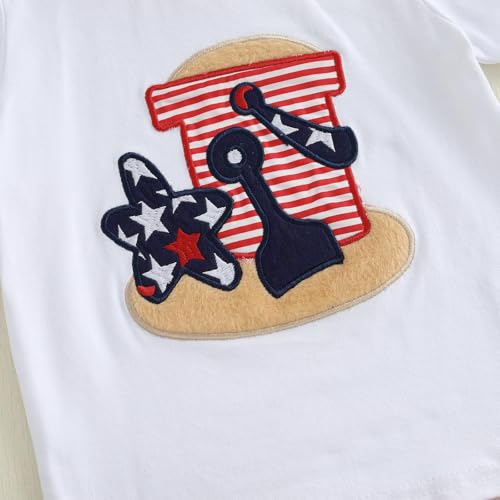 Image of 4th Of July Toddler Boy Outfit Popsicle American Flag T-Shirt and Gingham Plaid Shorts Set Independence Day Clothes