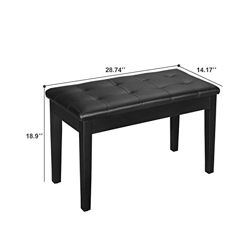 LAGRIMA Wooden Keyboard Piano Bench Stool with Storage for Beginner Black - Thumbnail 5