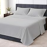 Shreem Linen RV King 4 Piece Sheet Set, 1800 Ultra Soft Hotel Luxury Bedding, Breathable and Cooling, Deep Pockets Fit 8-16 Inch Mattress, Light Grey