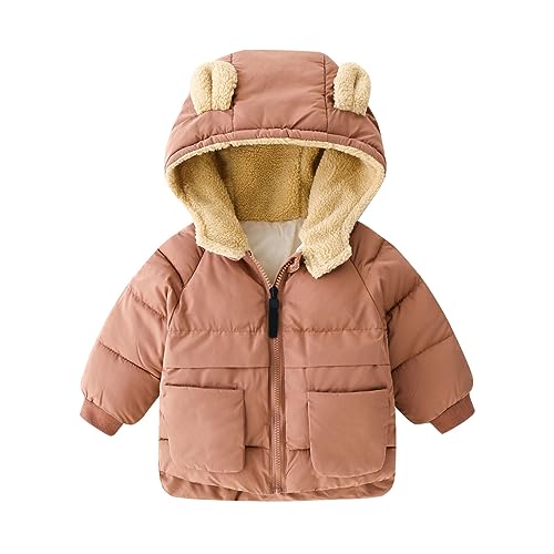 Boys/Girls Cotton Clothes Solid Color Autumn/Winter Cute Cartoon Hooded Zipper Coat Party Birthday Kids