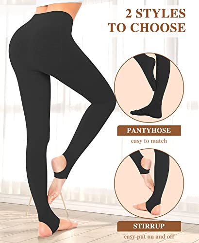 Image of DOCUMO Women's Tights 80 Denier Opaque Tights Soft Solid Color High Waist Stretchy Pantyhose