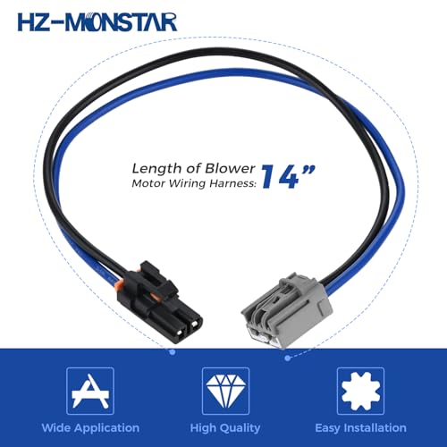 Image of 15-75221 Blower Motor Wiring Harness, 14 inch Blower Motor Resistor Connector Compatible with 2007-2014 Chevrolet GMC Cadillac and Hummer Replace 15-75221 22957044 15887352