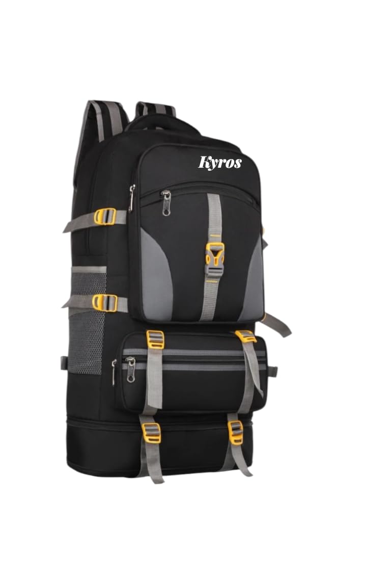 Water Resistant Rucksack For Hiking Trekking And Travel - Rucksack - 90LBlack Waterproof Backpack (Black,