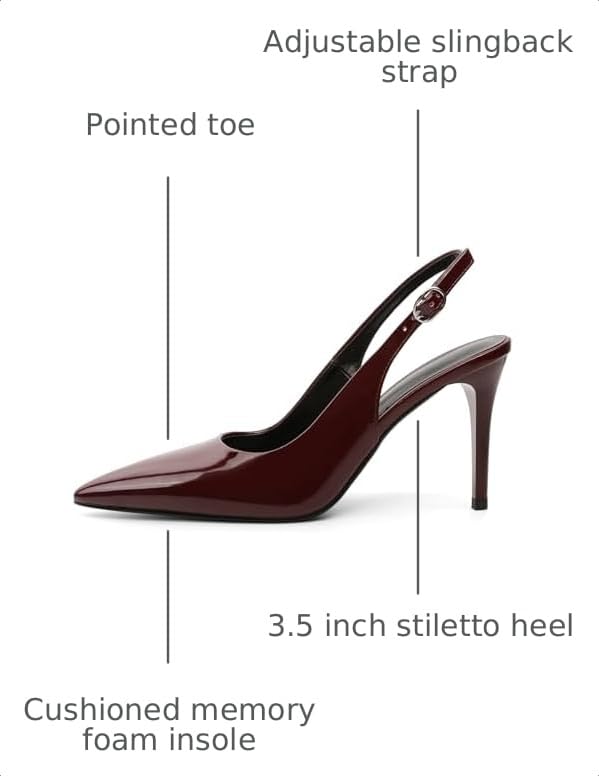 Image of YODEKS Women's Slingback Heels Pointy Toe Buckle Strap Pump Sandals Close Toe Stiletto High Heel Pumps Wedding Bridal Party Prom Shoes