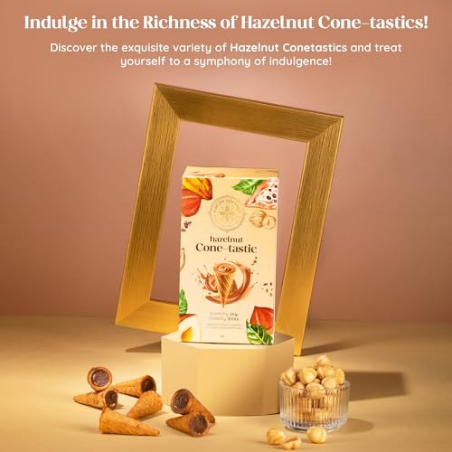 Image of Cacao Springs Hazelnut Conetastic Gift Box, Premium Choco & Nut Delicacy Treats, Mini Wafer Cones, Luxury Chocolate Gift Hamper for Christmas Gifts, 2 Boxes, 140gm