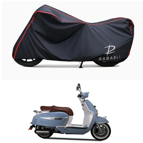 Image of Waterproof Bike Body Cover Compatible for | Keeway Sixties 300i Light | Taffeta Fabric, Red Piping Design, Bottom Elastic Fit | Dustproof, Sun UV & Rain Protection for All Bikes