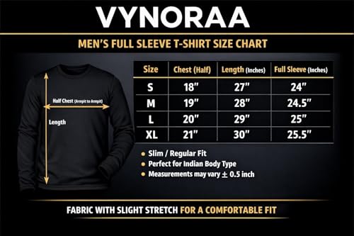 Image of Men's Full Sleeves T-Shirt | Stylish Casual Wear | Comfortable Cotton Blend | Solid Round Neck | Regular Fit Full Sleeve
