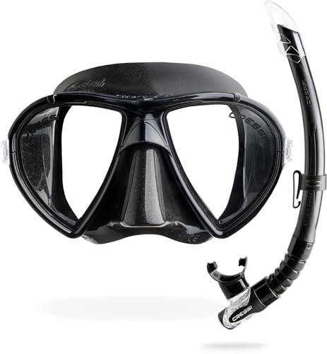 Cressi Combo Set VIP Conjunto de mascarillas Ocean y Snorkel Gamma, Unisex Adult, Black, One Size