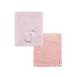 CREVENT - 2 mantas polares suaves, ligeras y agradables para la cuna. Ideal para bebés y niños pequeños, unisex (75 x 100 cm, con estampado de jirafas y Sherpa en color rosa)