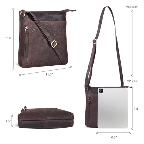 Image of Leather Crossbody Bags for Women - Ladies Sling Handbags - Medium Cross body Purses Handbags - Purses For Women (Dark Brown)