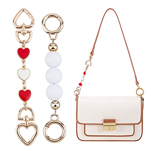 Image of GORGECRAFT 2 Styles Purse Chain Strap Extender Heart Round Shaped Handbag Extension Chain Bundle Bag Replacement Metal Purse Strap Charm for Shoulder Body Purse Clutch Handbag Chain Accessory