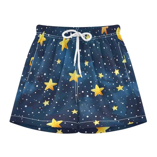 Bolaz Toddler Boys Swimwear Swim Trunks with Compression Liner 4T Stars in Dark Nigh