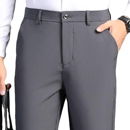 Maiyifu-GJ Men's Solid Color Business Dress Pants Straight Leg Slim Fit Suit Pants Formal Spring Autumn Work Pants​3