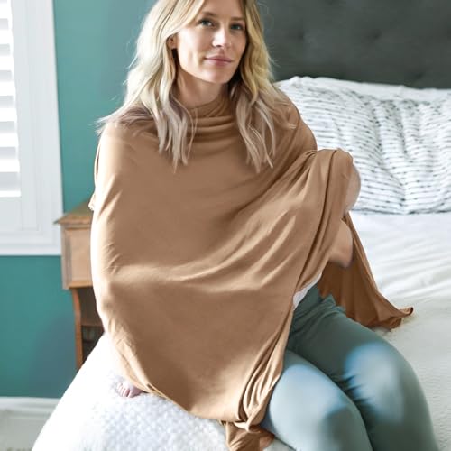 Image of GRSSDER Newborn Swaddle Blankets, Ultra Soft Jersey Receiving Blanket with Matching Headband and Beanie Set, Stretchy Baby Blanket 47x47 inch, Neutral Swaddle Wrap for Girls and Boys