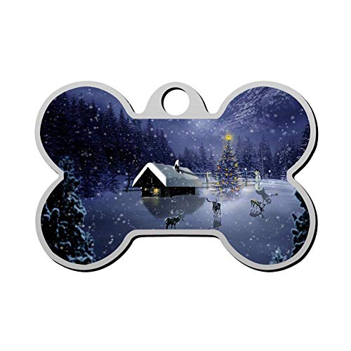 VinMea Christmas Pet Tag - Bone Shaped Dog Tag & Cat Tags Pet ID Tag Personalized Custom Your Pet's Name & Number 3D Printing