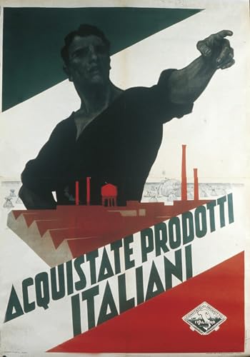 Cartel de propaganda fascista italiano, pintura mural de Leopoldo Metlicovitz 60x90cm
