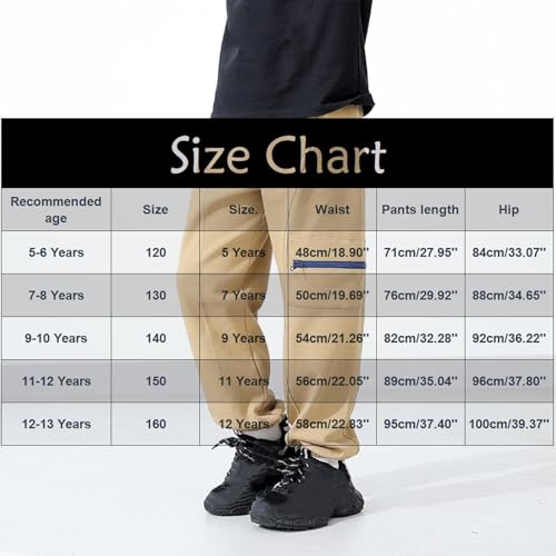 Boys Cotton Sweatpants Casual Elastic Waist Hiking Cargo Pants Baggy Trendy Lounge Athletic Sweat Pant with Pockets3