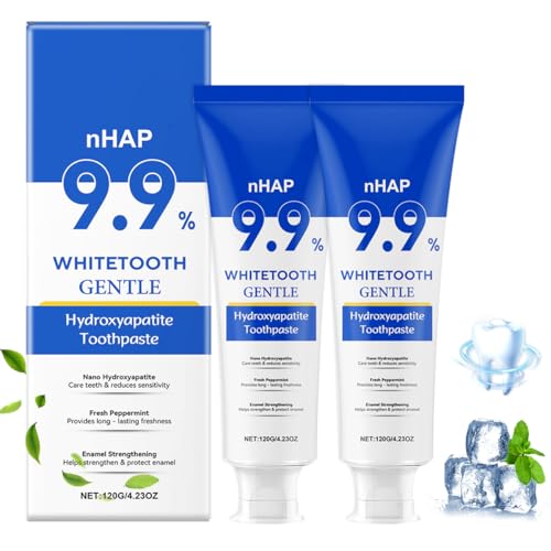 Pasta de Dientes de Hidroxiapatita,Sin Flúor Pasta Dental con 9,9% Nano Hidroxiapatita,Pasta de Dientes Sin Fluor,Protege el Esmalte Dental,Alivia Sensibilidad,Fortalece los Dientes,Cuidado Bucal