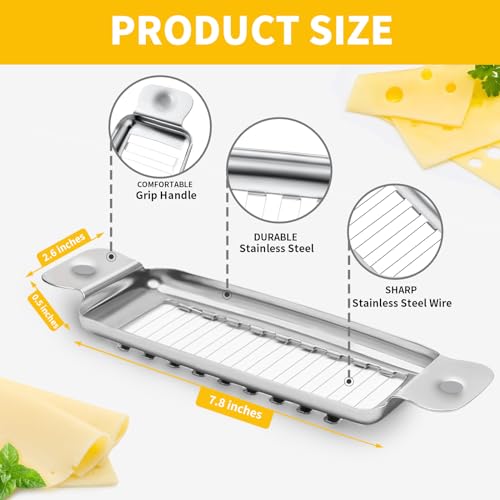 Enloy Butter & Cheese Slicer, Enloy Stainless Steel Multipurpose Cheese Slicer Food Cutter, Cheese Slicer With Ergonomic Handle For Block Cheese, Butter Slicer Cut Into 1/4 Inch On Average, Dishwasher Safe thumb #1